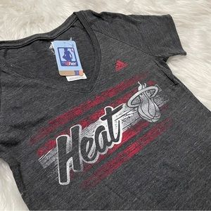 Adidas x NBA x Miami Heat Authentic Team Merchandise Women’s Logo V Neck T-Shirt